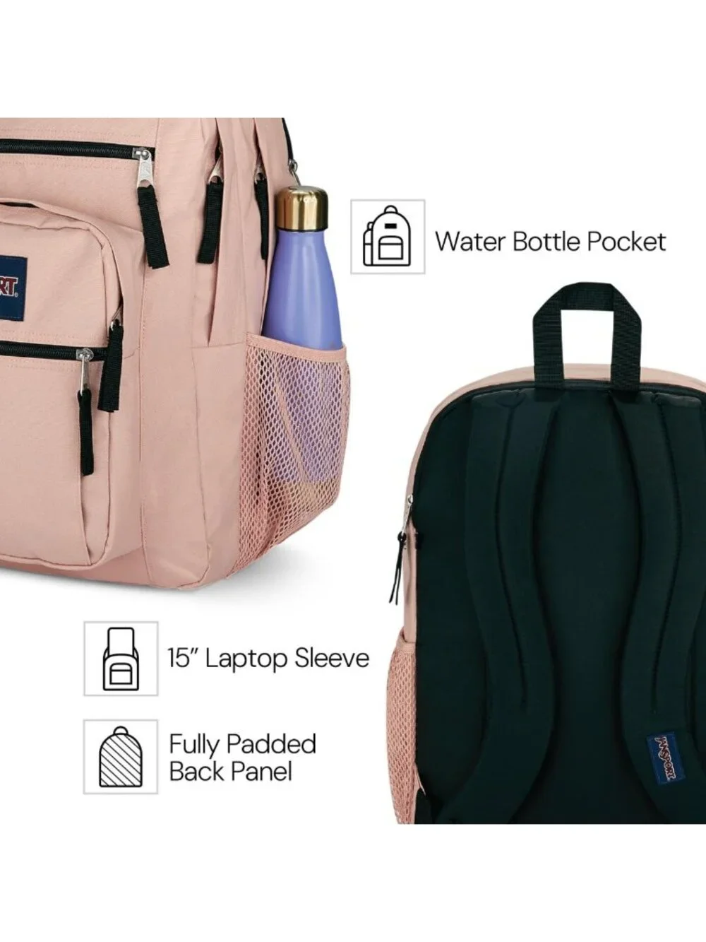 Stylish Laptop Backpack with 2 Compartments, Ergonomic Straps & 15” Sleeve